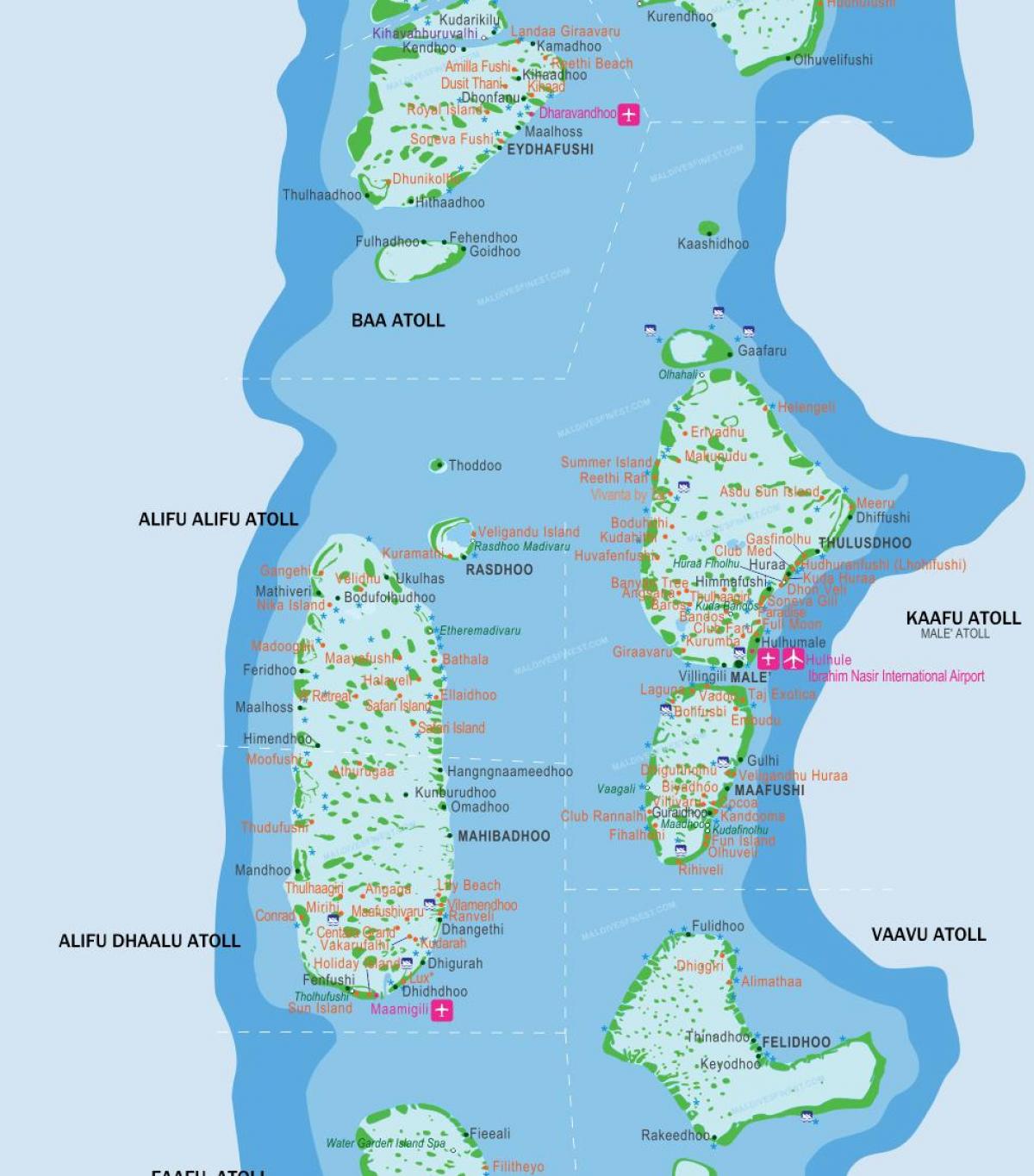 האיים המלדיביים שדות תעופה מפה