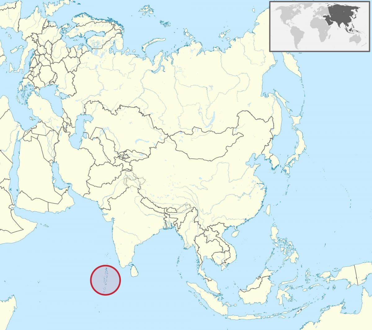 מפה של האיים המלדיביים מפת אסיה
